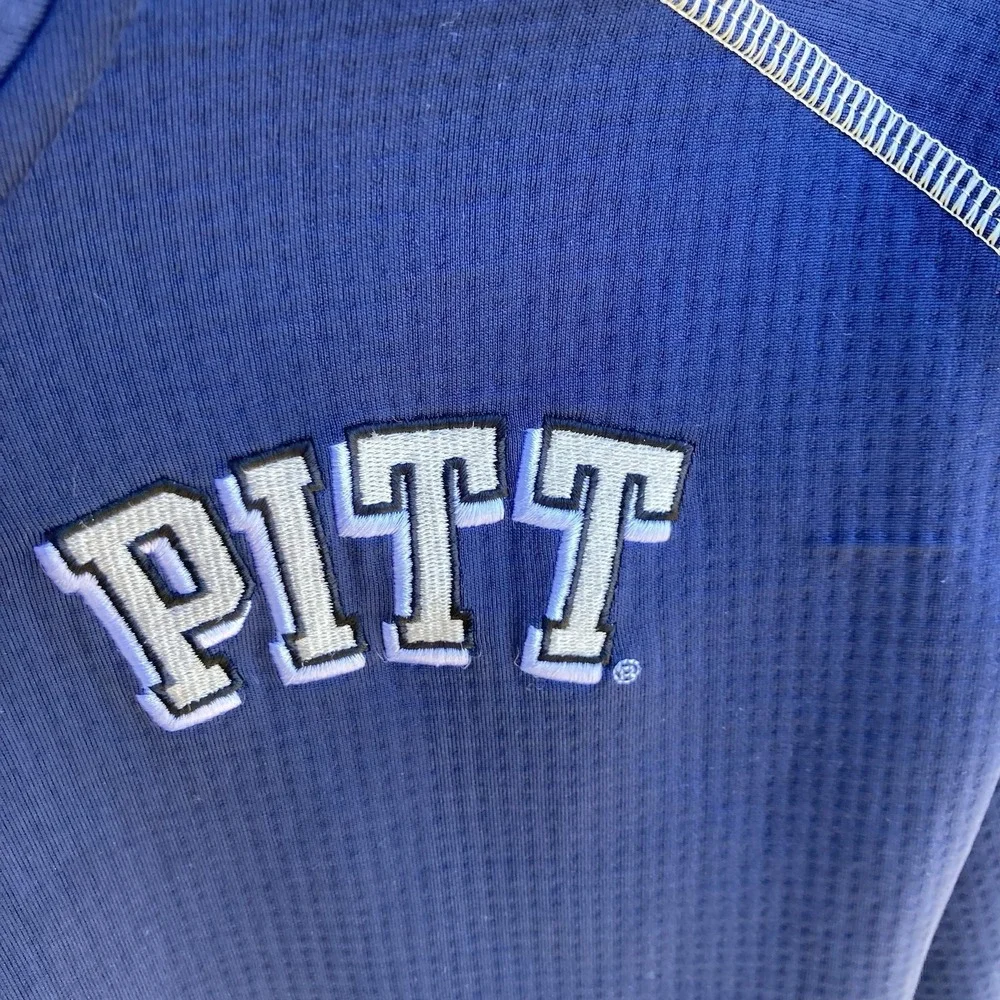 Pitt Panthers Mens XL Nike Quarter Zip Waffle Knit Performance Pullover Y2K Logo